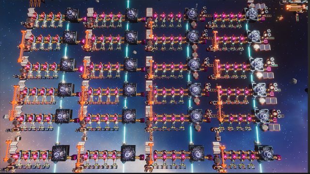 Rows of the same production line copied side by side